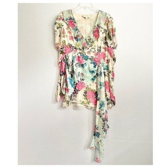 Rococo Sand Off White & Pink Floral Ruffle Xandra Dress US L - Picture 2 of 11